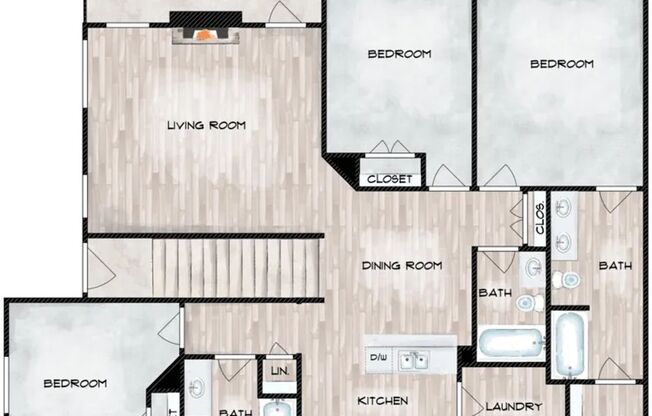 3 beds, 3 baths, 1,375 sqft, $2,395, Unit 108-G