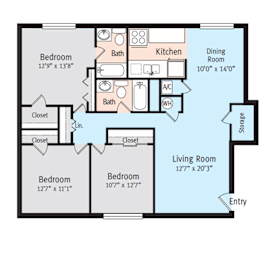 3 beds, 2 baths, 1,375 sqft, $1,840