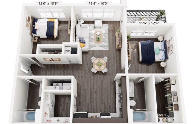 2 beds, 2 baths, 1,059 sqft, $1,814, Unit 7406