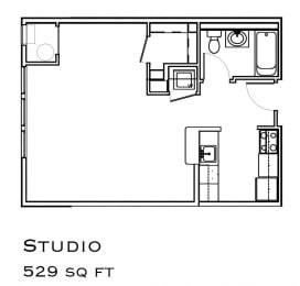 Studio, 1 bath, 529 sqft, $2,187