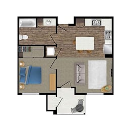 1 bed, 1 bath, 643 sqft, $1,828