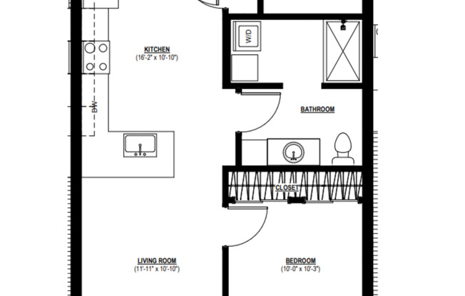 1 bed, 1 bath, 644 sqft, $1,050, Unit #505