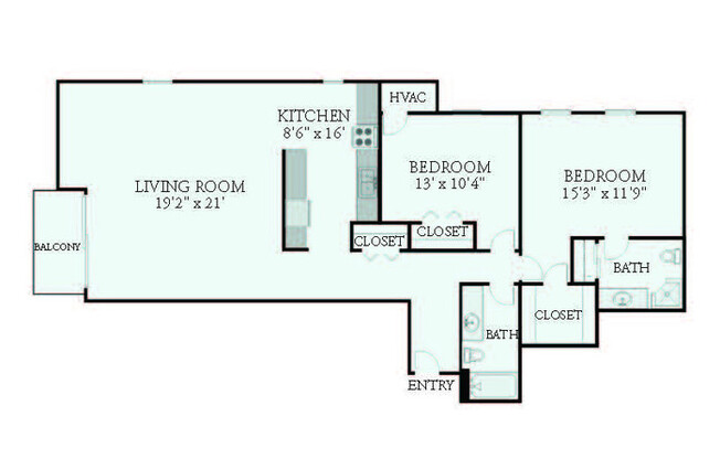 2 beds, 2 baths, 1,189 sqft, $1,490, Unit 802-301
