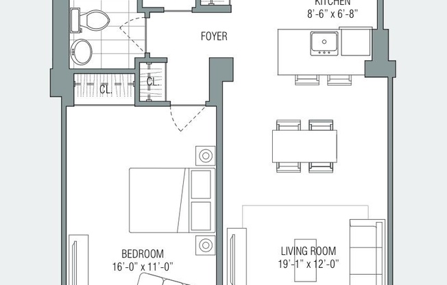 1 bed, 1 bath, 650 sqft, $5,295, Unit 19E