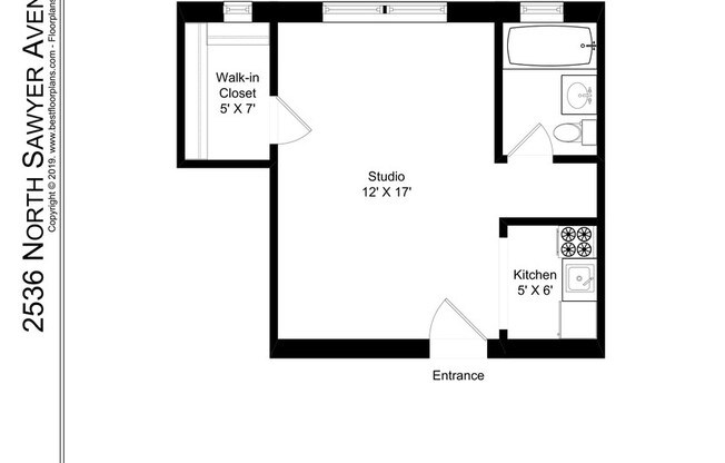 Studio, 1 bath, 348 sqft, $1,250, Unit 107