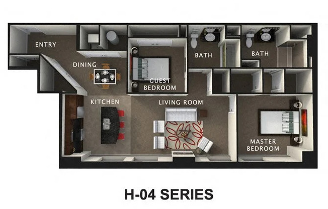 2 beds, 2 baths, 1,400 sqft, $1,846