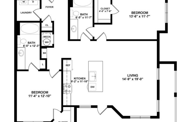 2 beds, 2 baths, 1,057 sqft, $2,024