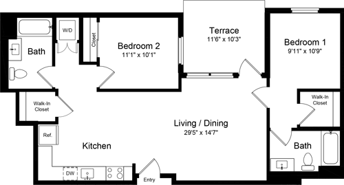2 beds, 2 baths, 1,014 sqft, $5,132, Unit 219