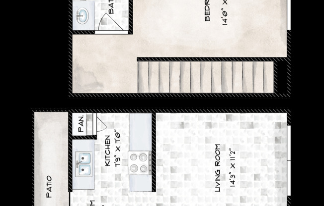 1 bed, 1 bath, 676 sqft, $1,199, Unit 6-A2P