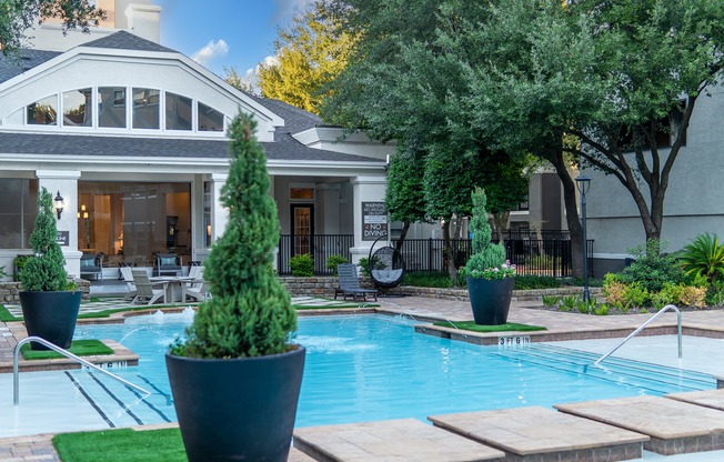 Villas at Hermann Park | Houston, TX | Pristine Pool w/ Water Geysers & Tanning Ledges