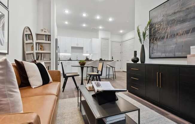 Living Room with Built In Shelves