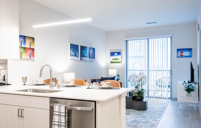 A modern kitchen with a dishwasher and a sink.