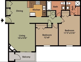 2 beds, 1 bath, 944 sqft, $1,150