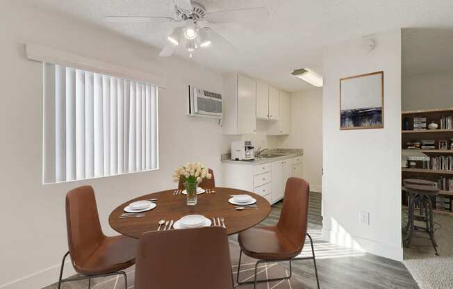 Dining and Kitchen Area of a 1 bedroom at Moonraker apartments