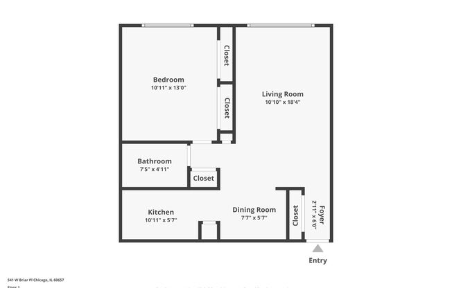 1 bed, 1 bath, 575 sqft, $1,700, Unit 541-510