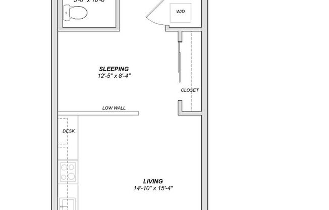 Studio, 1 bath, 537 sqft, $1,550, Unit 208