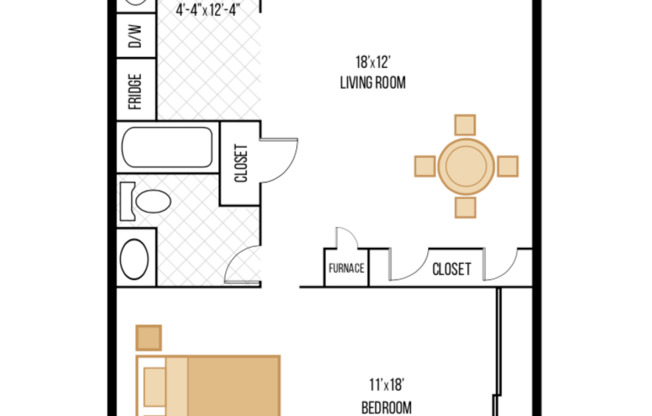 1 bed, 1 bath, 640 sqft, $2,300, Unit #11