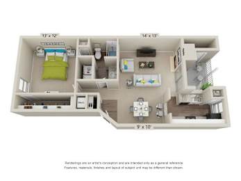 1 bed, 1 bath, 800 sqft, $899