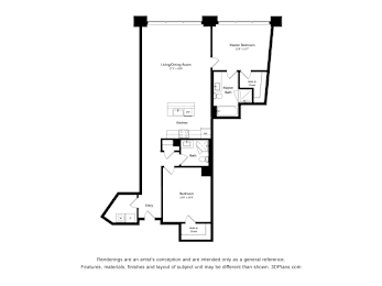 2 beds, 2 baths, 1,375 sqft, $1,811