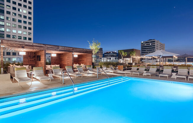 Pool View In Night at Altana, Glendale, CA, 91203