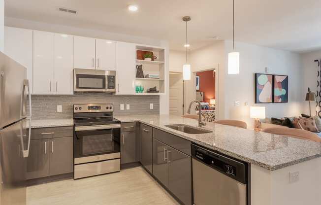 Kitchen at Link Apartments® Linden, Chapel Hill, NC