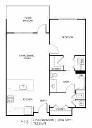 1 bed, 1 bath, 785 sqft, $1,451