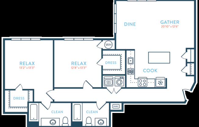 2 beds, 2 baths, 1,264 sqft, $3,170