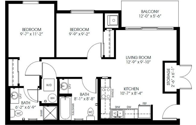 2 beds, 2 baths, 934 sqft, $1,761