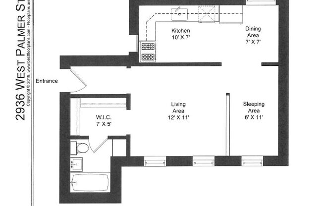 Studio, 1 bath, 523 sqft, $1,650, Unit 201