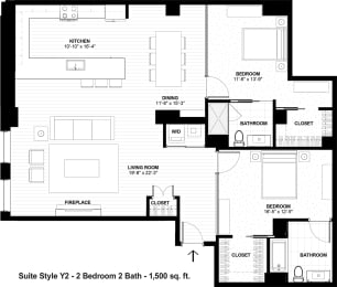 2 beds, 2 baths, 1,500 sqft, $2,341