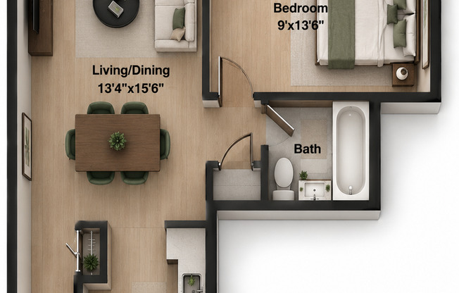 1 bed, 1 bath, 593 sqft, $1,399, Unit 1-0505