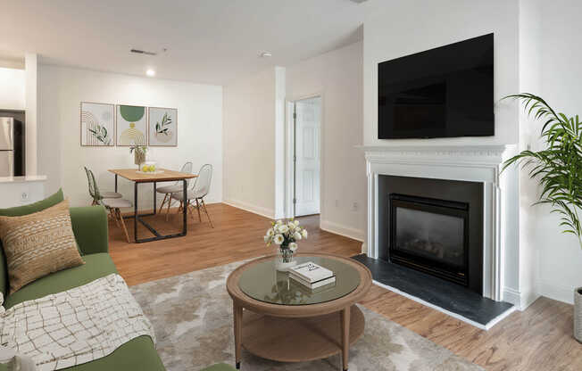 Living Room with Fireplace and Hard Surface Flooring