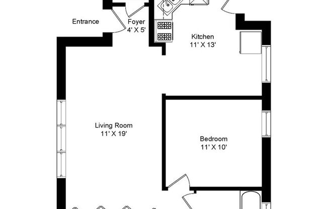 1 bed, 1 bath, 645 sqft, $2,100, Unit 3525-1W