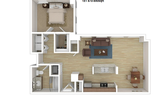 1 bed, 1 bath, 870 sqft, $1,150, Unit 1506