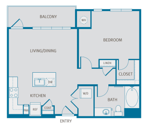 1 bed, 1 bath, 737 sqft, $1,709