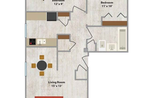 2 beds, 1 bath, 927 sqft, $1,365, Unit 104