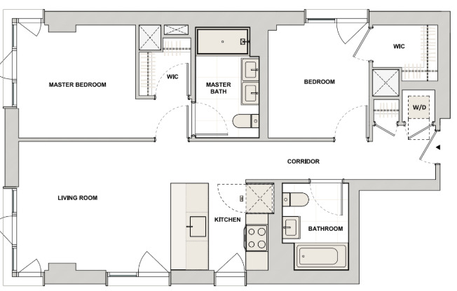 2 beds, 2 baths, $5,542, Unit 6L