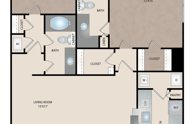 2 beds, 2 baths, 1,108 sqft, $1,845