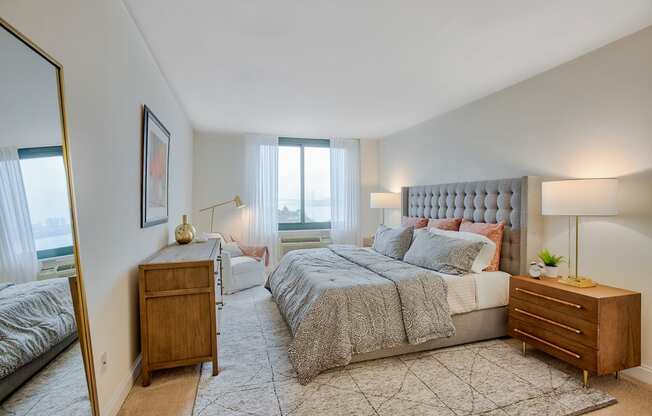Large windows in bedroom at Windsor at Mariners, 100 Tower Dr., Edgewater