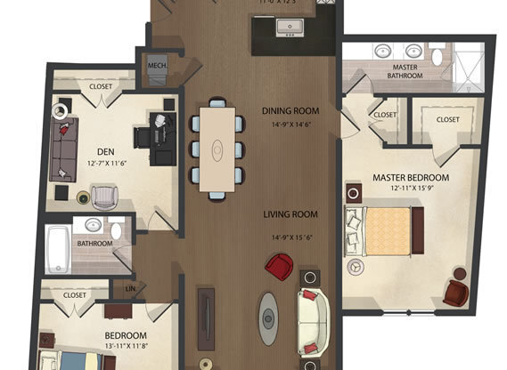 3 beds, 2 baths, 1,631 sqft, $2,500, Unit 3D