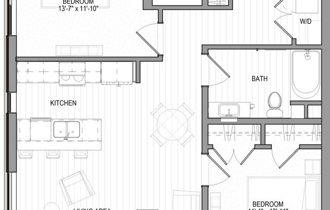 2 beds, 1 bath, 836 sqft, $2,885, Unit 617