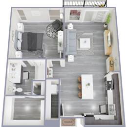 1 bed, 2 baths, 700 sqft, $1,830