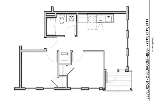 2 beds, 1 bath, 591 sqft, $1,495, Unit 2311*