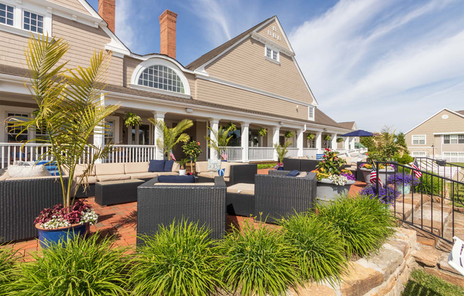 This is a photo of the pool area at Nantucket Apartments in Loveland, Ohio.