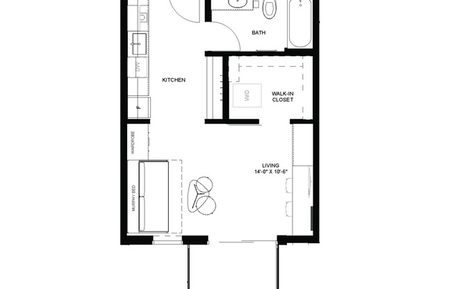 Studio, 1 bath, 427 sqft, $1,150, Unit 210
