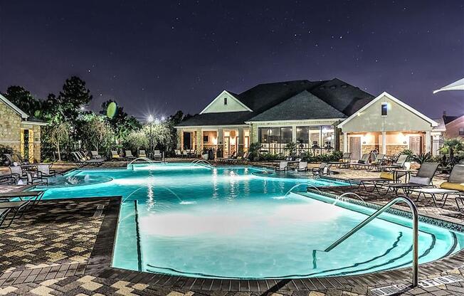 Night View Of Pool at Waterstone at Cinco Ranch, Texas