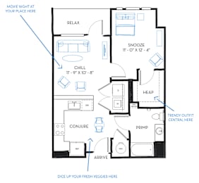1 bed, 1 bath, 691 sqft, $1,723