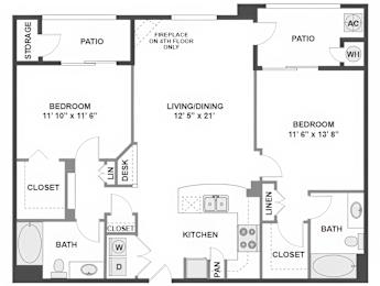 2 beds, 2 baths, 1,103 sqft, $2,685