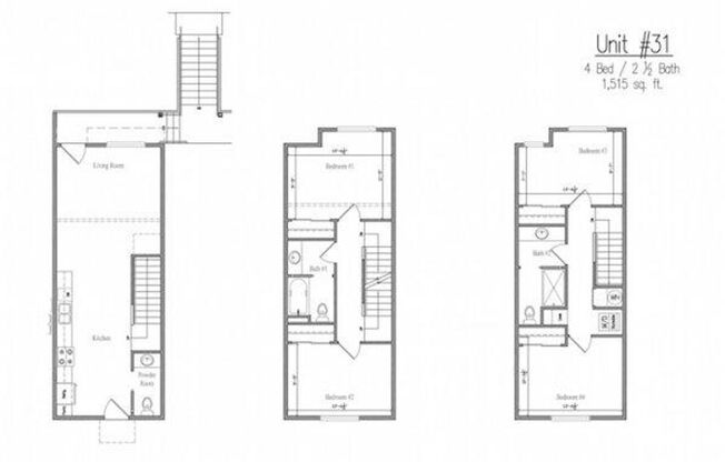 4 beds, 2.5 baths, 1,515 sqft, $3,600, Unit 31