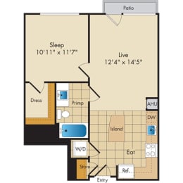 1 bed, 1 bath, 640 sqft, $2,052